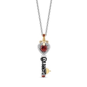 Verzauberte Disney Bösewichte Böse Königin Granat und Diamant-Schlüssel Anhänger in Sterling Silber Disney Maleficent Anhänger Attraktive Design-Anhänger