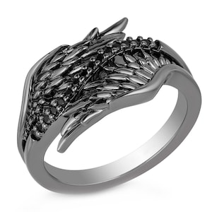 Enchanted Disney Villains Maleficent Ring, 1.0 Ct Black Diamond Ring, Black Rhodium Ring made in 925 Sterling Silver, Disney Ring