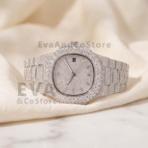 Iced Out Moissanite Watch VVS1 Diamond Look Automatic Full Pave Dial AP Style Luxury Hip Hop Mens Watch