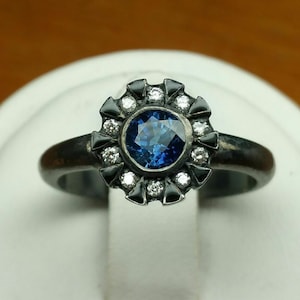 Iron Man Reactor Ring, I Love You 3000 Ring, Blauwe Saffier Ring, 925 Sterling Zilveren Ring Met Zwarte Rhodium Ring, Avengers Iron Man Ring