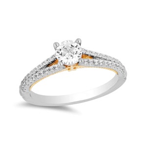 Enchanted Disney Merida 0.69 TCW Diamond Split Shank Engagement Ring, Two Tone Engagement Ring, Bow And Arrow Ring, Moissanite Ring