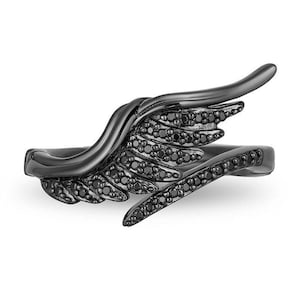 Enchanted Disney Villains, Disney Villains Maleficent Ring, 1.0 Ct Black Diamond Ring, Black Rhodium Ring made in 925 Sterling Silver