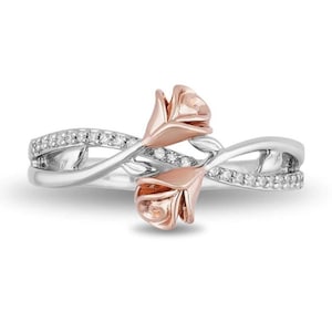 Enchanted Disney Ring | Fine Jewelry Ring | 14K Rose Gold over Sterling Silver 1/10 TCW Belle Rose Fashion Ring | Enchanted Collection