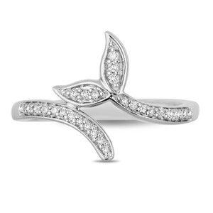 Enchanted Disney Fine Jewelry Ariel Ring, 0.16 CT Diamond Mermaid Ring Engagement Ring, Enchanted Disney Collection, Animal Fish Ring