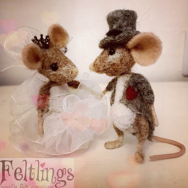 Nadelgefilzte Maus Braut und Bräutigam - Hochzeit Maus auf Bestellung