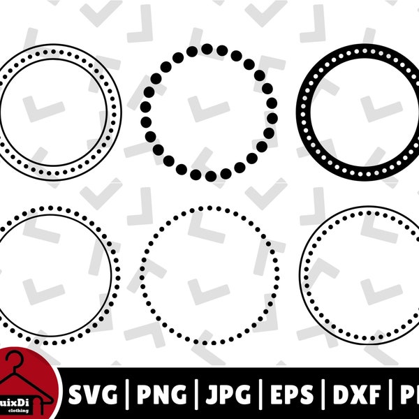 Dotted Circle Frames SVG Bundle, Circle Monogram Svg Cut File, Round Frame Silhouette - Cricut - Instant Download | svg, png, dxf, eps, pdf