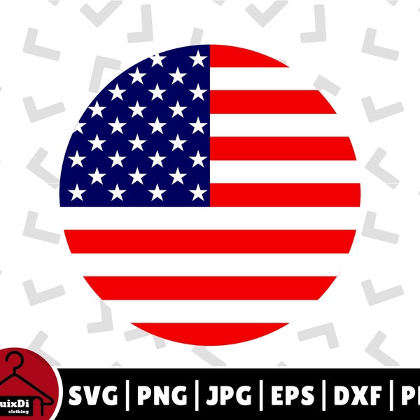 Layered Round Shape US Flag Svg, Circle American Flag Vector, Police Circle Png Silhouette - Cricut - Instant Download | dxf, eps, pdf