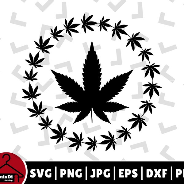 Framed Weed Leave Svg, Printable, Weed Alpaca Png, Marijuana cut files for Cricut, Smoker SVG File Silhouette - Cricut - Instant Download