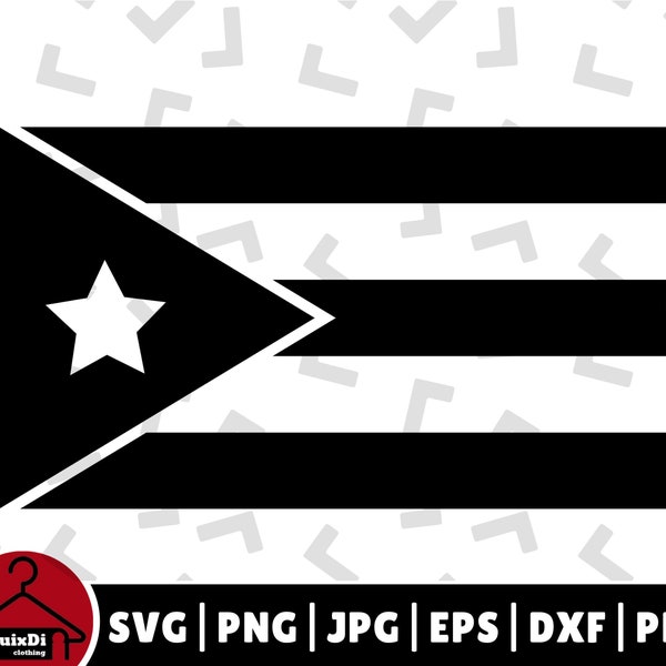 Puerto Rico Country Flag Svg, Black and White Silhouette - Cricut - Instant Download | svg, png, dxf, eps, pdf