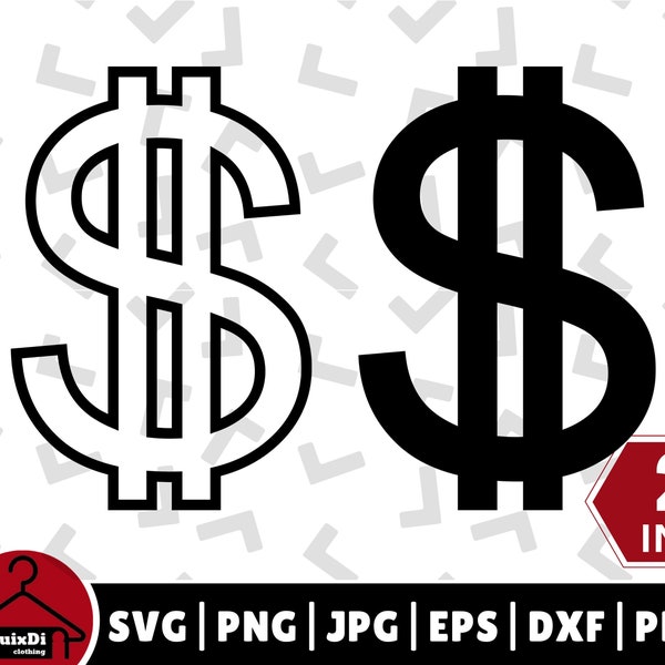 Dollar Sign Svg, Dollar Symbol Outline Clip Art, USD Vector File, American Dollar Sign Silhouette - Cricut - Instant Download