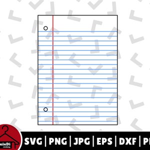 Ruled Notebook Paper SVG, Lined Paper Svg Cut File, Paper School Notebook sheet Silhouette - Cricut - Instant Download | png, dxf, eps, pdf