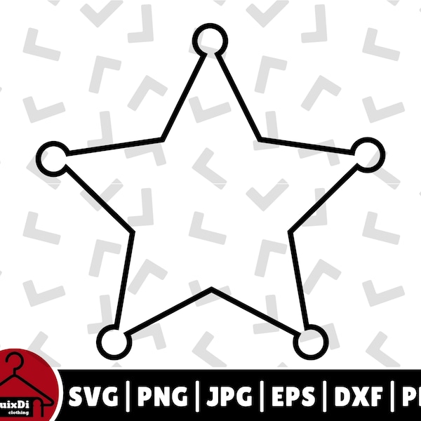 Sheriff Badge Outline SVG, Deputy Star Outline Cut file Silhouette - Cricut - Instant Download | Transparent png, dxf, eps, pdf