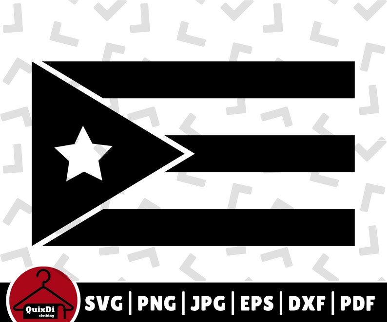 Puerto Rico Country Flag Svg Black And White Silhouette Etsy Ireland