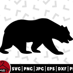 Bear silhouette svg, Black Wildlife Bear Svg Cut File, Grizzly Bear Clip Art Silhouette - Cricut - Instant Download | png, dxf, eps, pdf