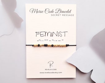 Feminist Morse Code Bracelet, Feminist Jewelry, Morse Code Bracelet Women, Morse Code Bracelet Men, Couple Morse Code Bracelet, Valentines