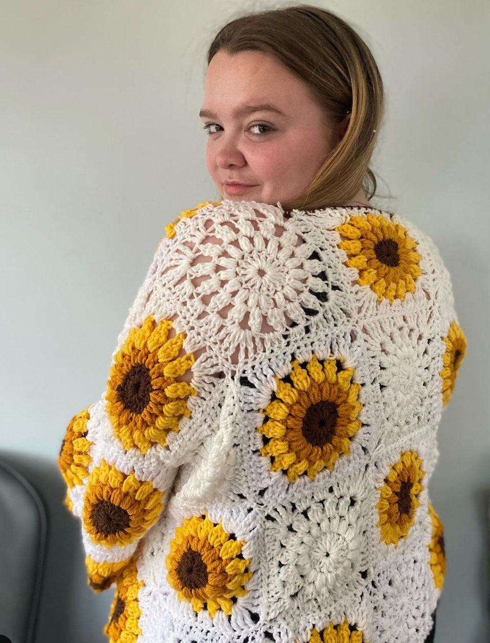 Oversized Crochet Sunflower Cargian, Cottage Core Cardigan - Etsy