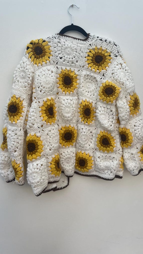 Oversized Crochet Sunflower Cargian, Cottage Core Cardigan - Etsy