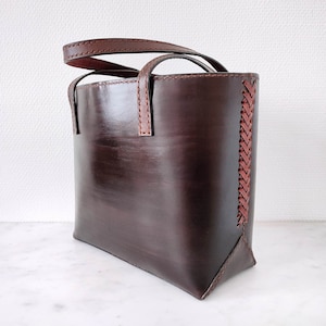Braided brown leather and cork Tote Bag for women - Shoulder bag - Purse handbag - Carryall - Work & Student bag