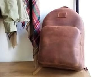 Vintage leather backpack - Brown leather rucksack - Weekender travel bag - Work backpack - Hipster Backpack - Gift for him