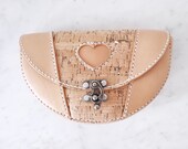 Cork & Leather Clutch with Heart – Handmade Fanny Pack with Silver Accents