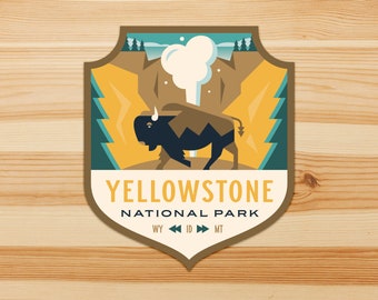 Yellowstone National Park Vinyl Sticker - Yellowstone Travel Sticker - Yellowstone Souvenir - Yellowstone Art - National Park Stickers