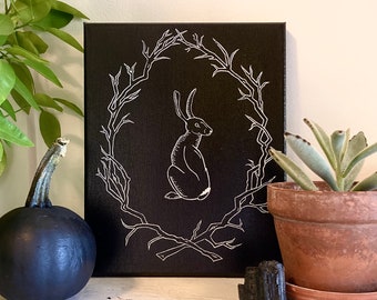 HARE PAINTING, original canvas art, acrylic paintings, 8x10 canvas