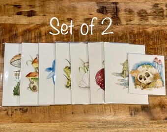 SET OF 2 PRINTS, watercolor prints, goblincore art, illustrative art