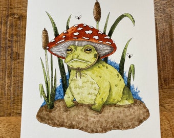 FANTASY TOAD PRINT, goblincore, cottagecore, fantasy art, watercolor print