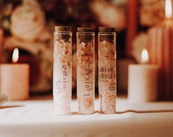 Glass tube Himalayan pink salt wedding and baptism gift