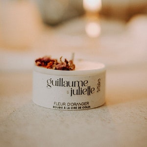 Candle infused with flowers for wedding christening guest gifts