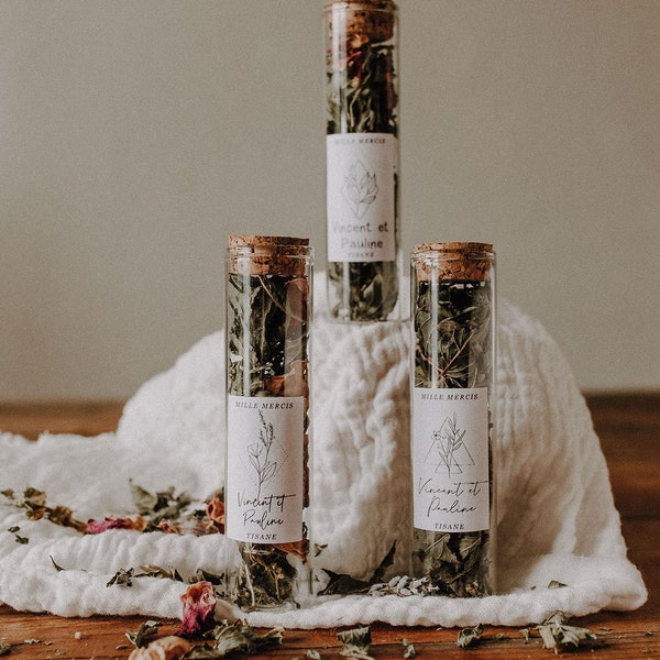 Tube of organic infusion with flowers Wedding and Baptism