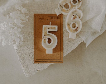 Bougie d'anniversaire cire de soja et fleurs séchées pour gâteau