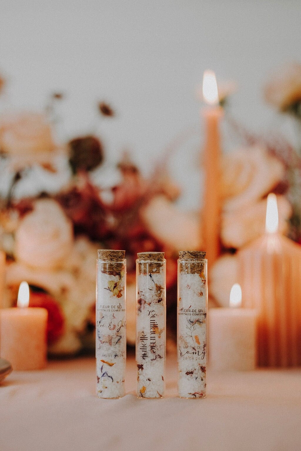 Tube de Fleur de Sel aux fleurs comestibles pour mariage ou baptême