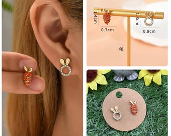 Easter Bunny & Carrot stud earrings/ Easter gifts / Easter earrings/ Bunny earrings/ animal jewellery/ Bunny Carrot earrings