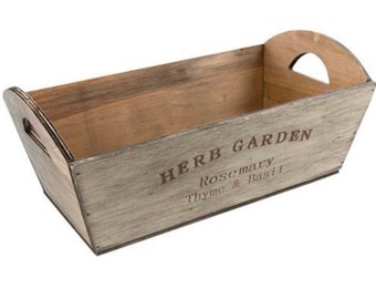 Wooden Crate Herb Garden Planter / garners gift - garden accessories/ kitchen accessories/ herb planters
