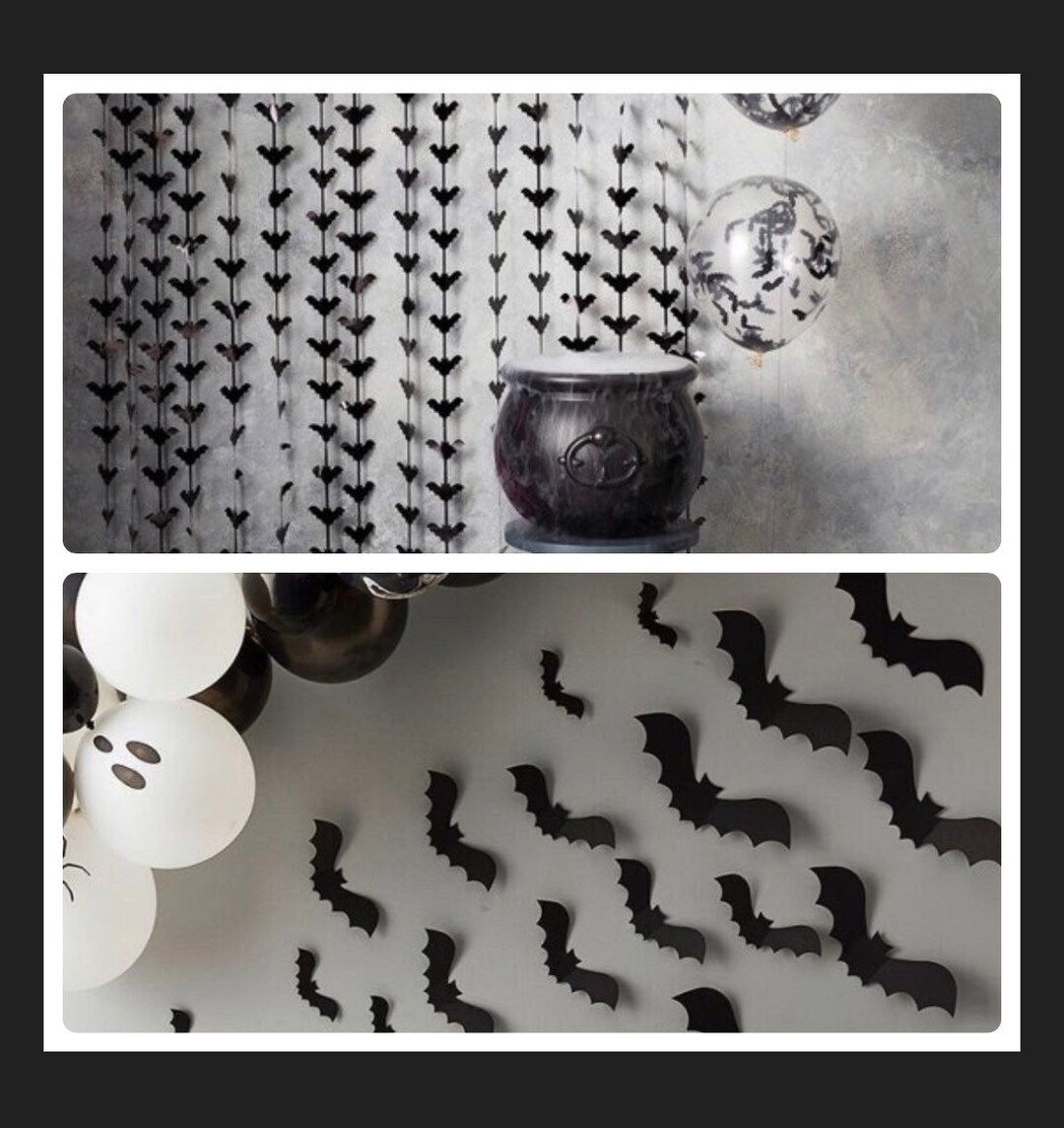 Black Bat Halloween Backdrop Halloween Decorationsfoil - Etsy