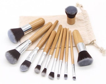 Special Offer !! Eco friendly, vegan & cruelty free set of 11 bamboo make up brushes / gifts for her/ makeup / make up brush set