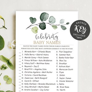 Celebrity Baby Names, Printable Baby Shower Game, Instant download 61