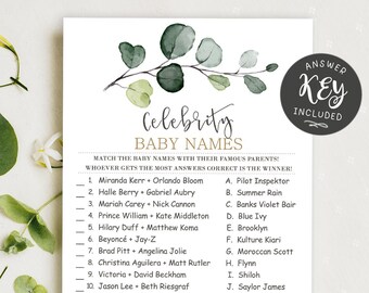 Celebrity Baby Names, Printable Baby Shower Game, Instant download 61