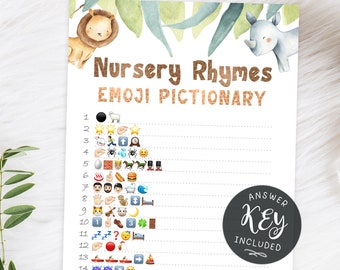 Nursery Rhymes Emoji Pictionary, Baby Shower Game, Instant Download 21