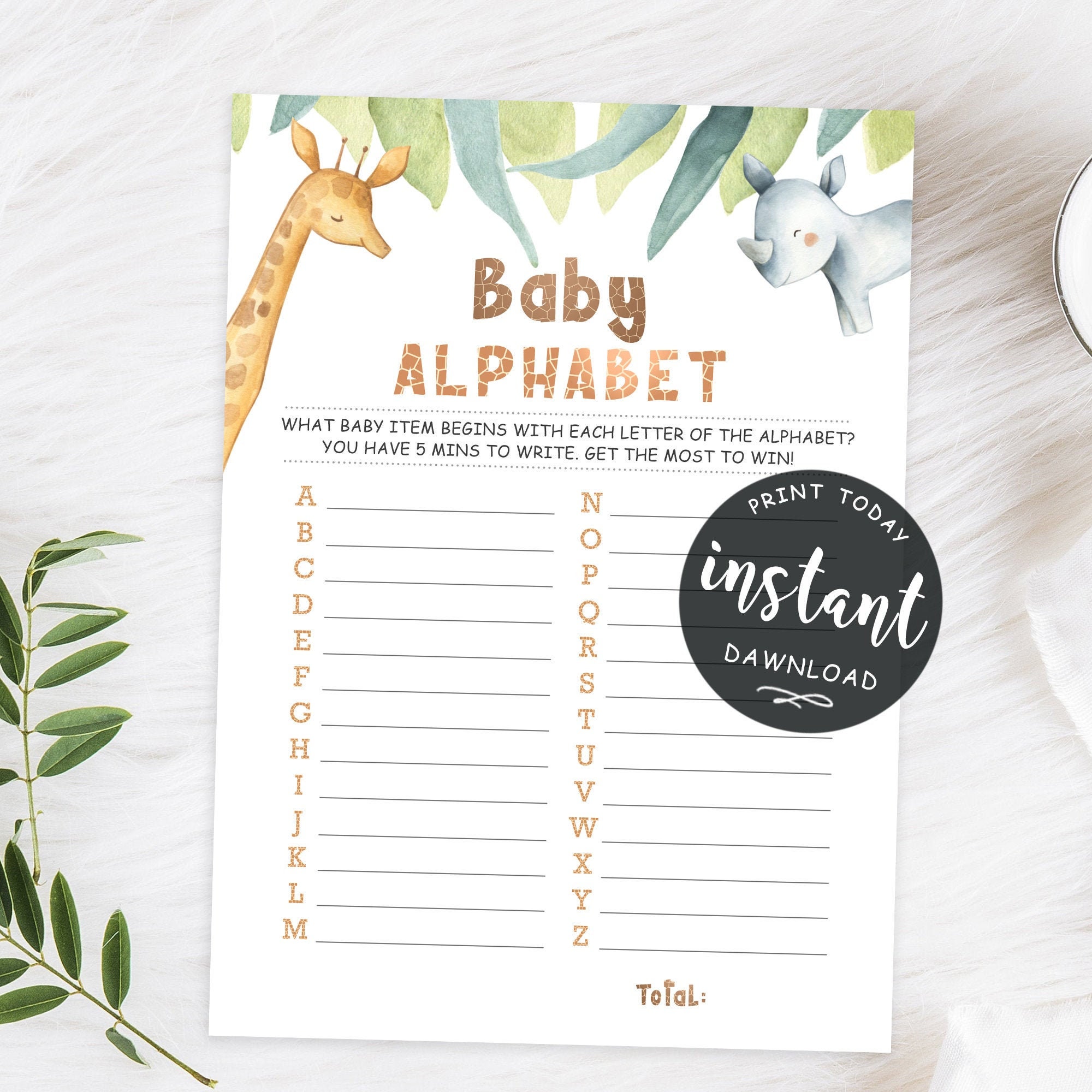 Baby Alphabet Game Baby Shower Games Alphabet Baby Game Etsy