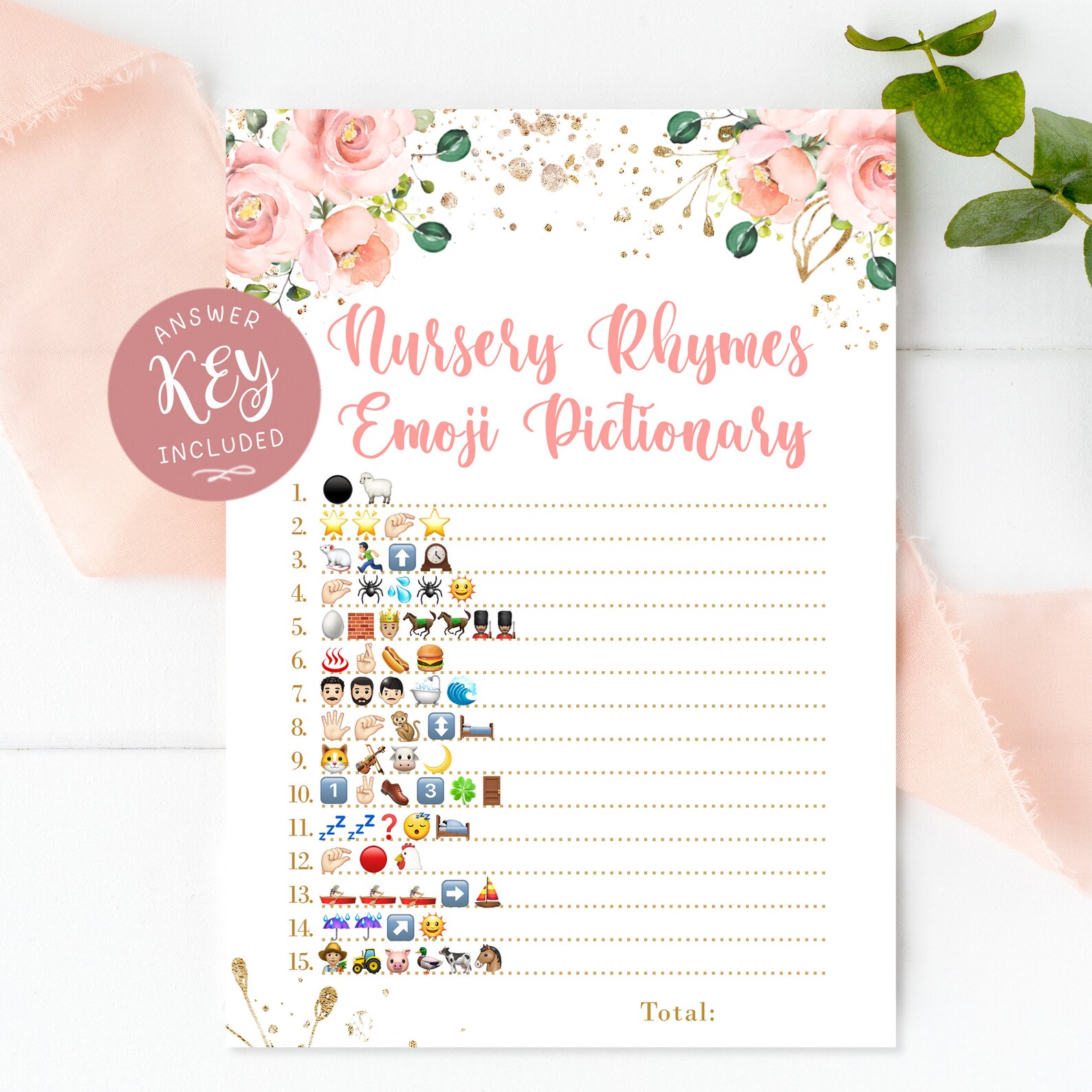 Nursery Rhymes Emoji Pictionary Baby Shower Games Printable - Etsy