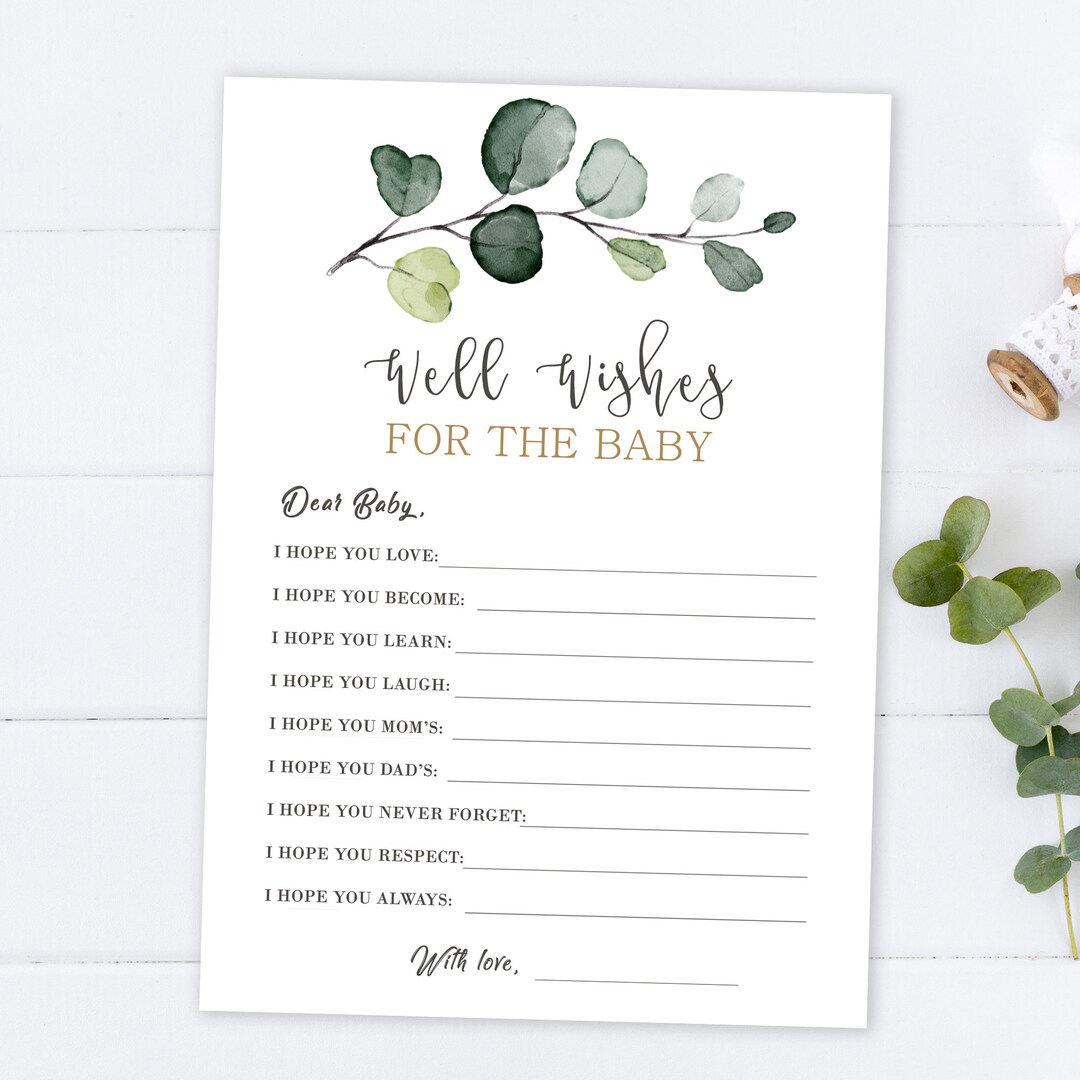 Wishes for Baby Card Baby Shower Wish Cards Baby Shower Etsy