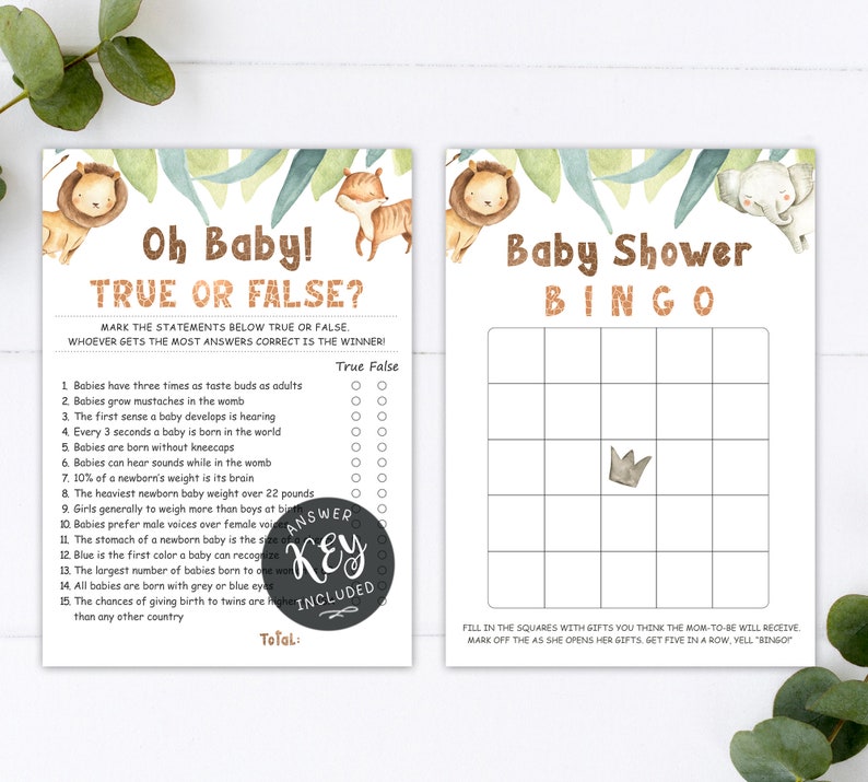 Safari Baby Shower Games Printable Baby Shower Game Bundle | Etsy