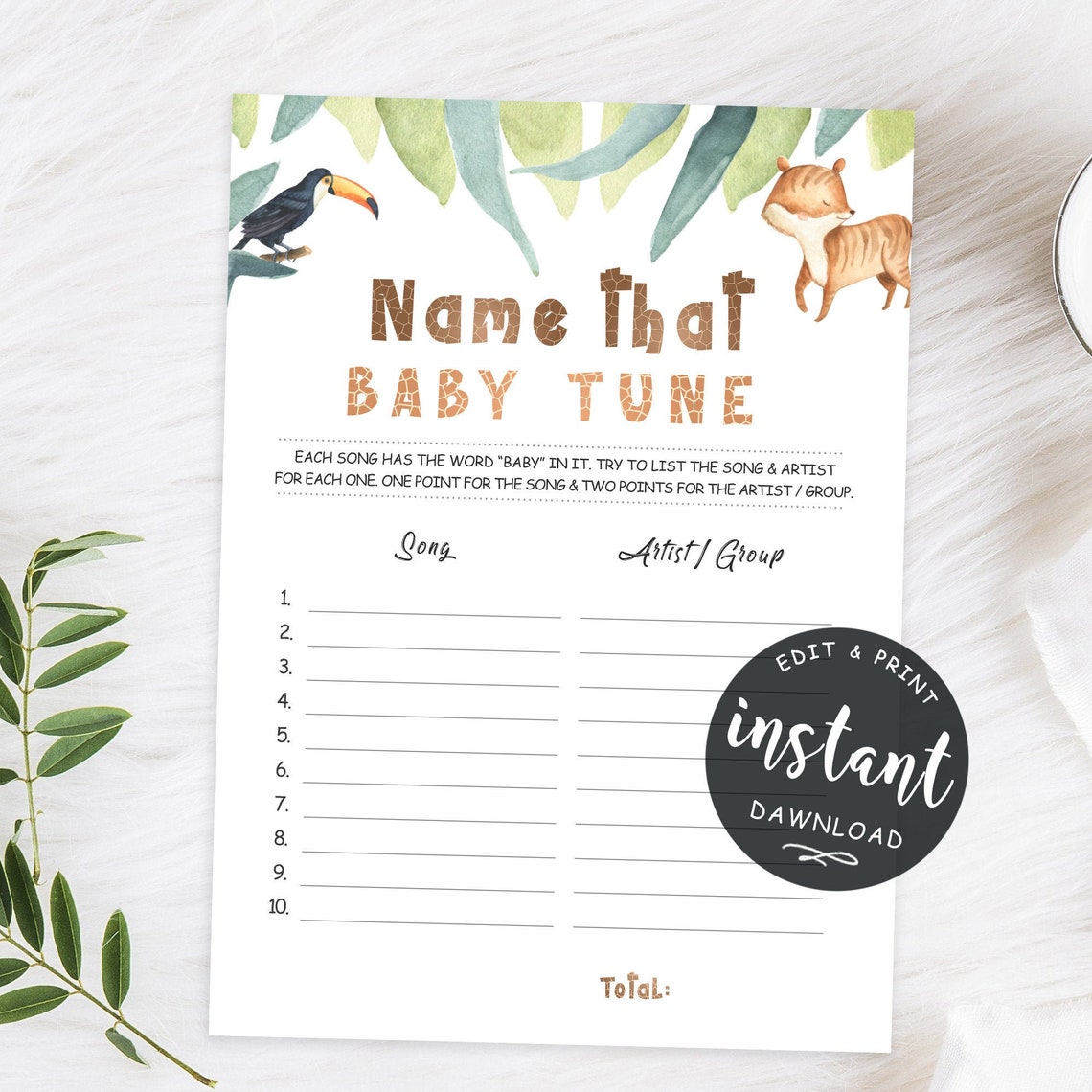 Name That Baby Tune Printable Baby Game Baby Shower Game - Etsy