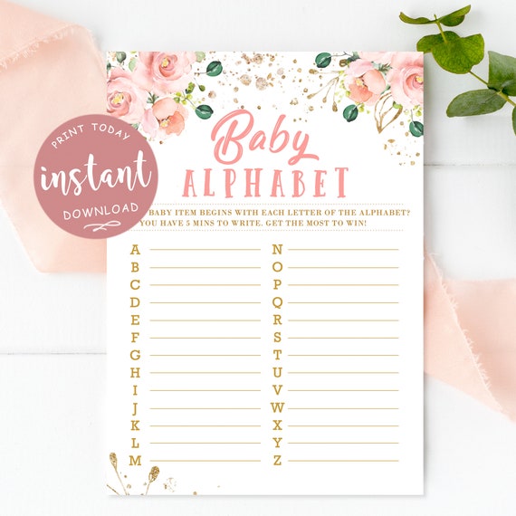 Baby Alphabet Game Baby Alphabet Baby Shower Printable Game Etsy