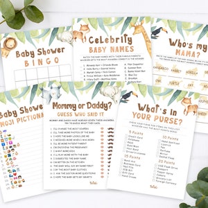Jungle Baby Shower Game Bundle, Baby Shower Games Printable 21