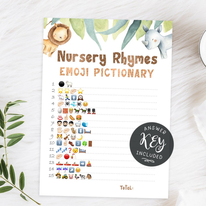Printable Baby Game Nursery Rhymes Emoji Pictionary Jungle - Etsy Australia