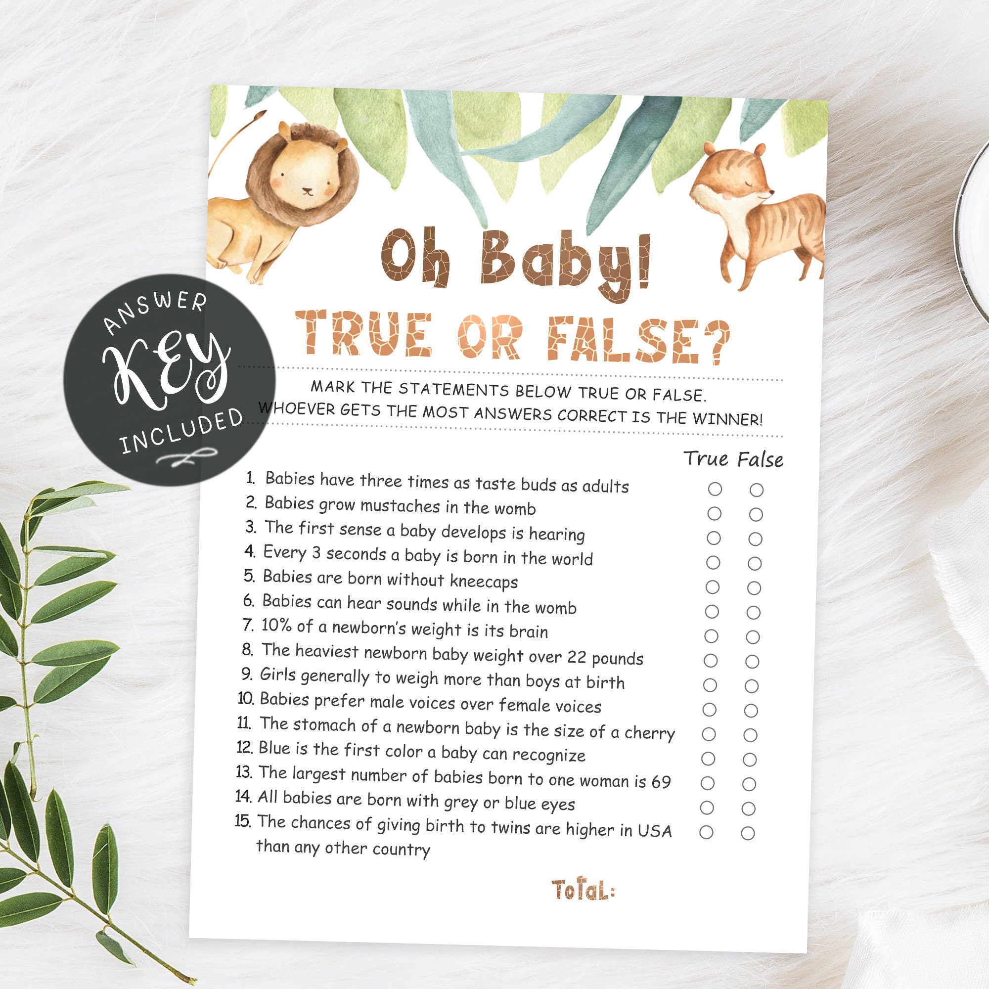 Printable Baby Game True or False Game Baby Shower Trivia Etsy UK