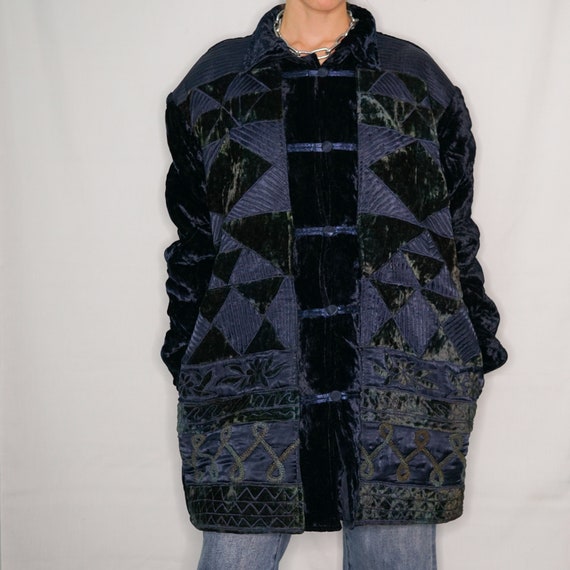 Amazing Vintage Green and Blue Velvet Coat